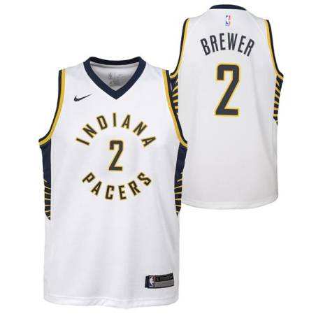 White Jamison Brewer Pacers #2 Twill Basketball Jersey FREE SHIPPING