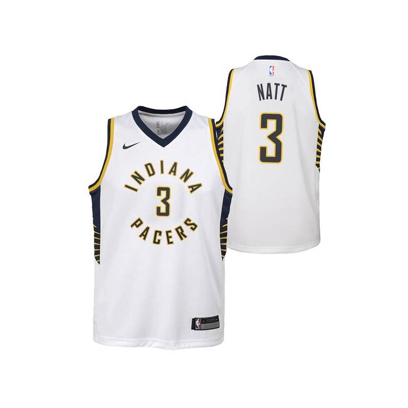 White Kenny Natt Pacers #3 Twill Basketball Jersey FREE SHIPPING