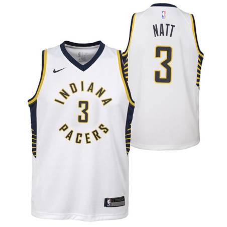 White Kenny Natt Pacers #3 Twill Basketball Jersey FREE SHIPPING