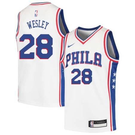White Walt Wesley Twill Basketball Jersey -76ers #28 Wesley Twill Jerseys, FREE SHIPPING
