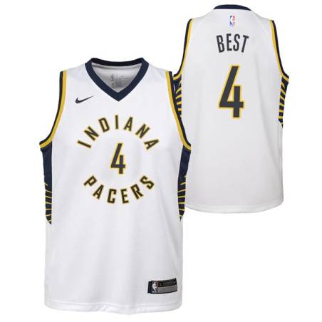 White Travis Best Pacers #4 Twill Basketball Jersey FREE SHIPPING