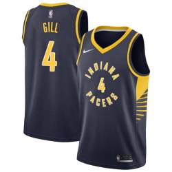 Navy Eddie Gill Pacers #4 Twill Basketball Jersey FREE SHIPPING