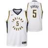 White Byron Dinkins Pacers #5 Twill Basketball Jersey FREE SHIPPING