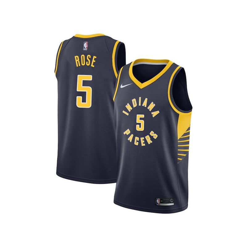 Navy Jalen Rose Pacers #5 Twill Basketball Jersey FREE SHIPPING