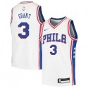 White Greg Grant Twill Basketball Jersey -76ers #3 Grant Twill Jerseys, FREE SHIPPING