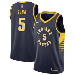 Navy T.J. Ford Pacers #5 Twill Basketball Jersey FREE SHIPPING