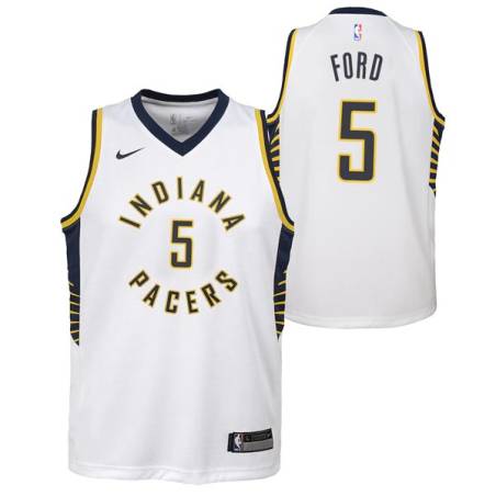 White T.J. Ford Pacers #5 Twill Basketball Jersey FREE SHIPPING