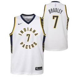 White Dudley Bradley Pacers #7 Twill Basketball Jersey FREE SHIPPING