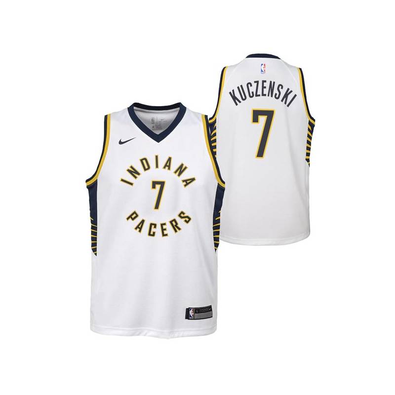 White Bruce Kuczenski Pacers #7 Twill Basketball Jersey FREE SHIPPING