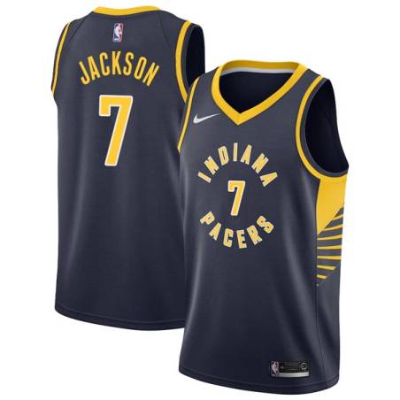 Navy Tracy Jackson Pacers #7 Twill Basketball Jersey FREE SHIPPING