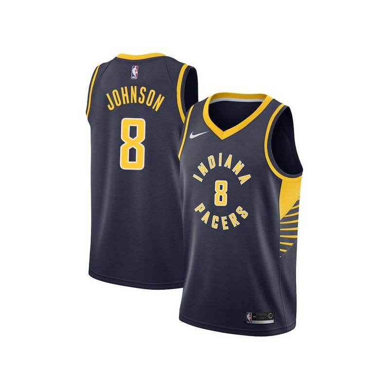 Navy Eddie Johnson Pacers #8 Twill Basketball Jersey FREE SHIPPING