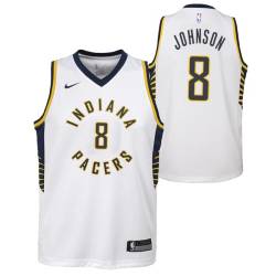 White Eddie Johnson Pacers #8 Twill Basketball Jersey FREE SHIPPING