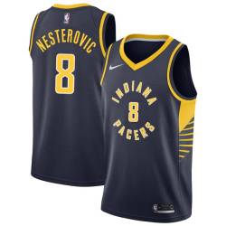 Navy Rasho Nesterovic Pacers #8 Twill Basketball Jersey FREE SHIPPING