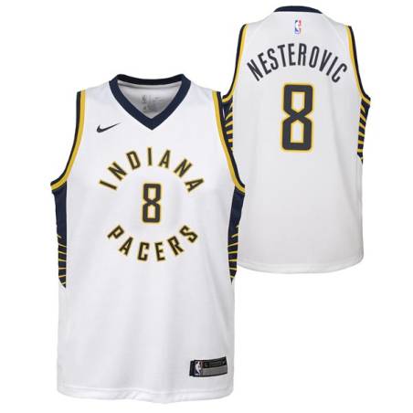 White Rasho Nesterovic Pacers #8 Twill Basketball Jersey FREE SHIPPING