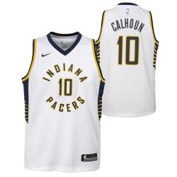White Corky Calhoun Pacers #10 Twill Basketball Jersey FREE SHIPPING