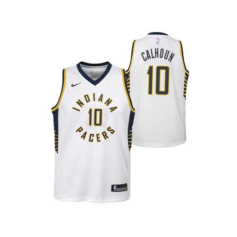 White Corky Calhoun Pacers #10 Twill Basketball Jersey FREE SHIPPING