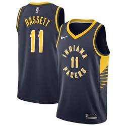 Navy Joe Hassett Pacers #11 Twill Basketball Jersey FREE SHIPPING