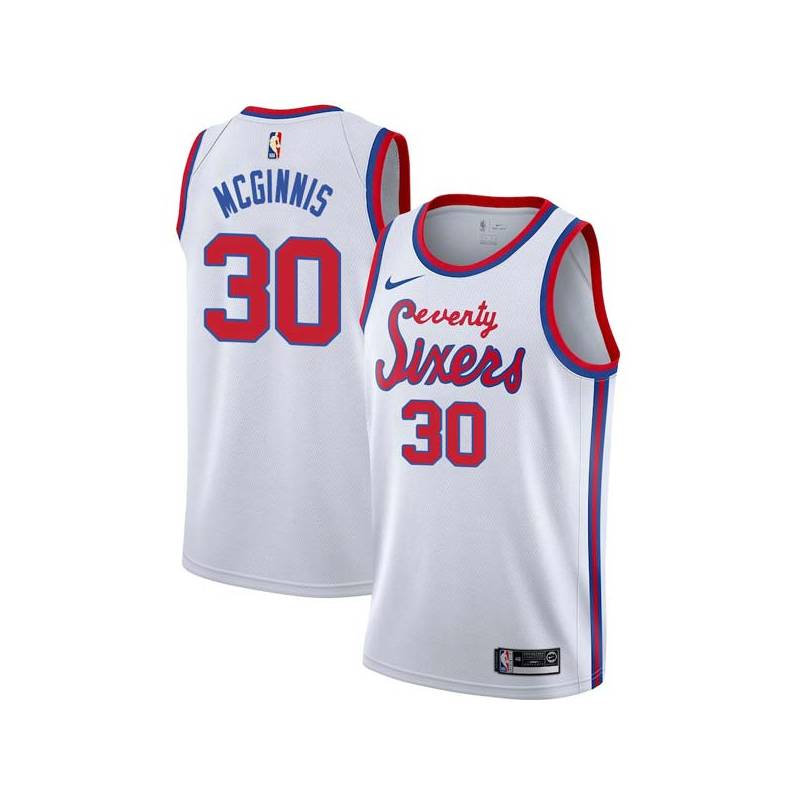 White Classic George McGinnis Twill Basketball Jersey -76ers #30 McGinnis Twill Jerseys, FREE SHIPPING