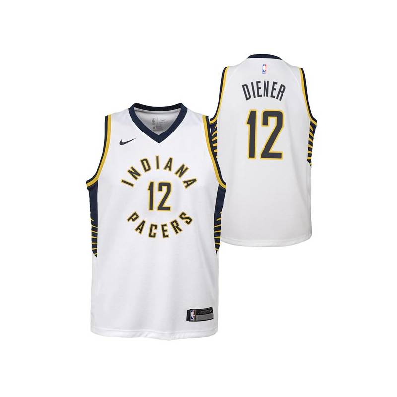 White Travis Diener Pacers #12 Twill Basketball Jersey FREE SHIPPING