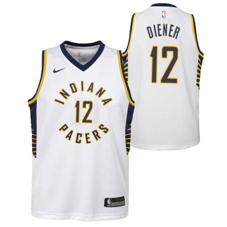 White Travis Diener Pacers #12 Twill Basketball Jersey FREE SHIPPING