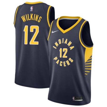 Navy Damien Wilkins Pacers #12 Twill Basketball Jersey FREE SHIPPING