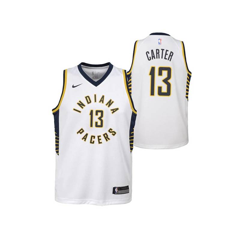 White Ron Carter Pacers #13 Twill Basketball Jersey FREE SHIPPING