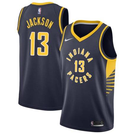 Navy Mark Jackson Pacers #13 Twill Basketball Jersey FREE SHIPPING