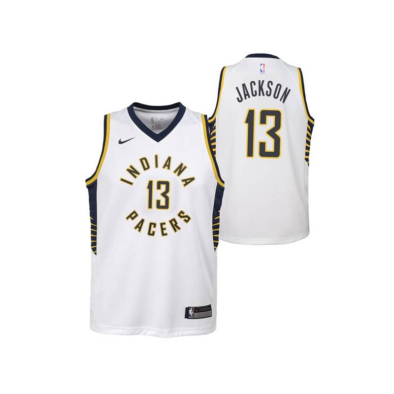 White Mark Jackson Pacers #13 Twill Basketball Jersey FREE SHIPPING