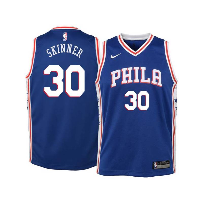 Blue Al Skinner Twill Basketball Jersey -76ers #30 Skinner Twill Jerseys, FREE SHIPPING