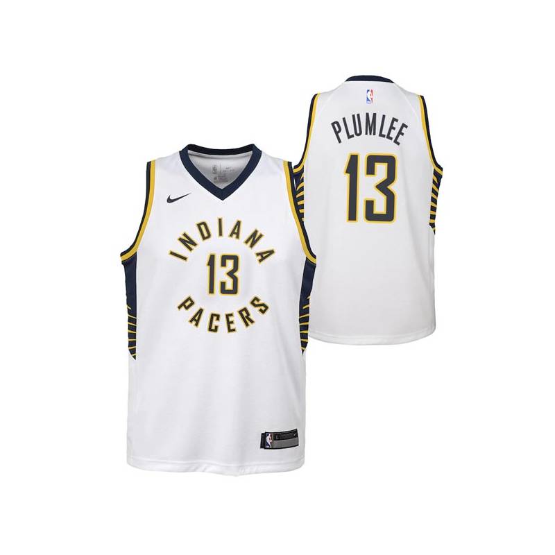 White Miles Plumlee Pacers #13 Twill Basketball Jersey FREE SHIPPING