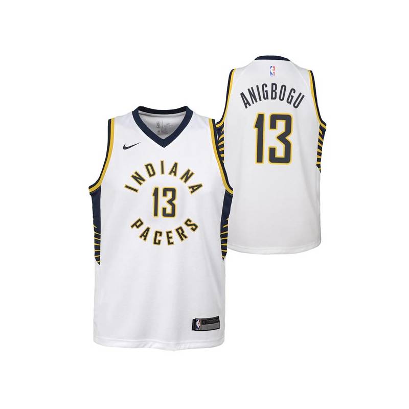 White Ike Anigbogu Pacers #13 Twill Basketball Jersey FREE SHIPPING