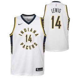 White Freddie Lewis Pacers #14 Twill Basketball Jersey FREE SHIPPING