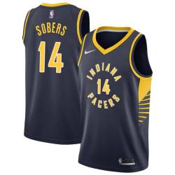 Navy Ricky Sobers Pacers #14 Twill Basketball Jersey FREE SHIPPING