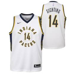 White Jerry Sichting Pacers #14 Twill Basketball Jersey FREE SHIPPING