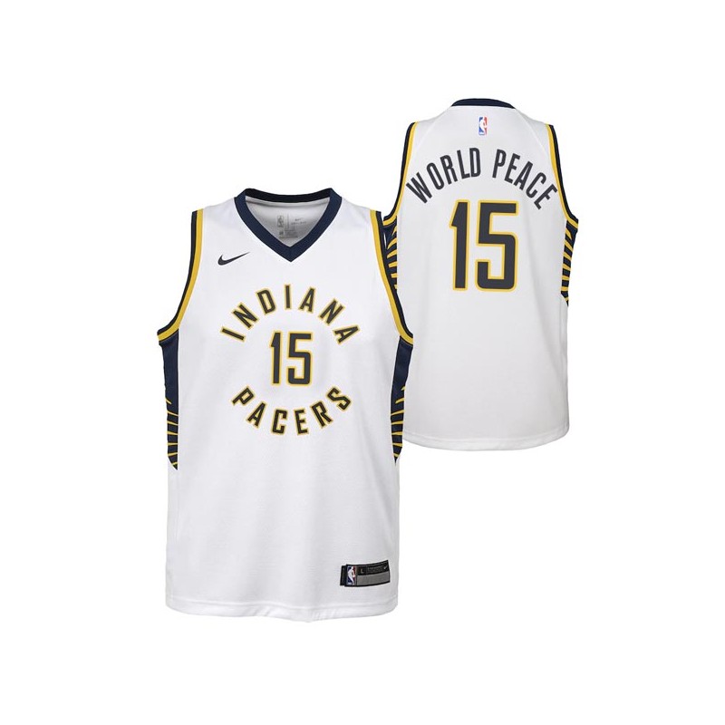 White Metta World Peace Pacers #15 Twill Basketball Jersey FREE SHIPPING