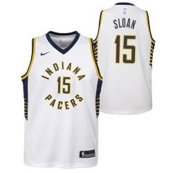 White Donald Sloan Pacers #15 Twill Basketball Jersey FREE SHIPPING