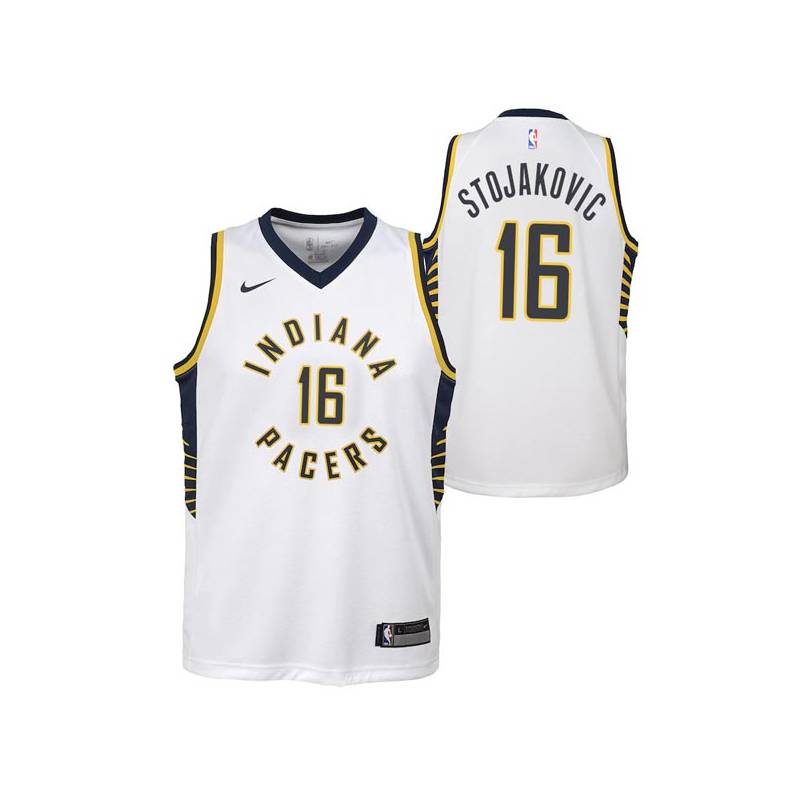 White Peja Stojakovic Pacers #16 Twill Basketball Jersey FREE SHIPPING