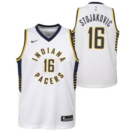 White Peja Stojakovic Pacers #16 Twill Basketball Jersey FREE SHIPPING