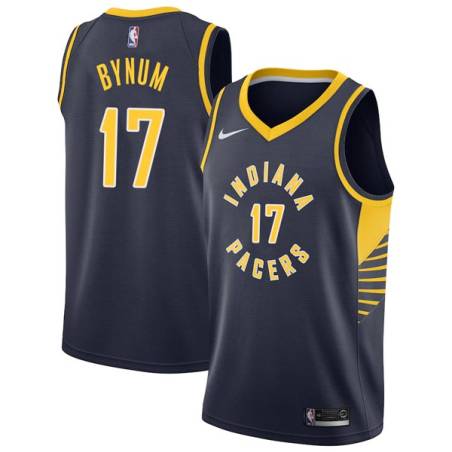 Navy Andrew Bynum Pacers #17 Twill Basketball Jersey FREE SHIPPING