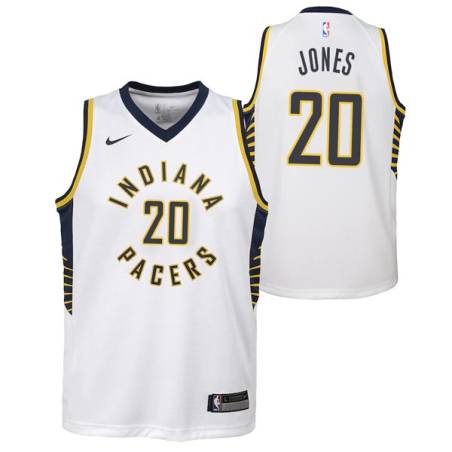 White Fred Jones Pacers #20 Twill Basketball Jersey FREE SHIPPING