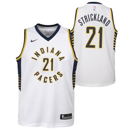 White Mark Strickland Pacers #21 Twill Basketball Jersey FREE SHIPPING