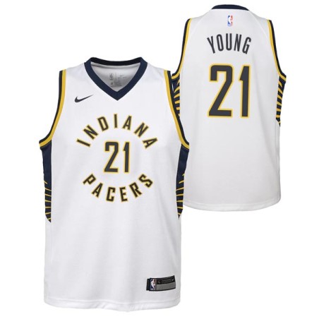 White Thaddeus Young Pacers #21 Twill Basketball Jersey FREE SHIPPING