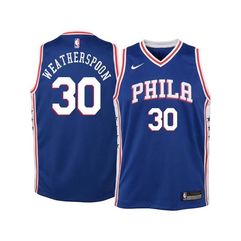 Blue Clarence Weatherspoon Twill Basketball Jersey -76ers #30 Weatherspoon Twill Jerseys, FREE SHIPPING