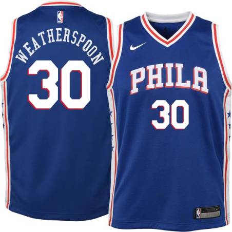 Blue Clarence Weatherspoon Twill Basketball Jersey -76ers #30 Weatherspoon Twill Jerseys, FREE SHIPPING