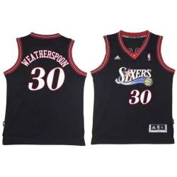 Black Throwback Clarence Weatherspoon Twill Basketball Jersey -76ers #30 Weatherspoon Twill Jerseys, FREE SHIPPING