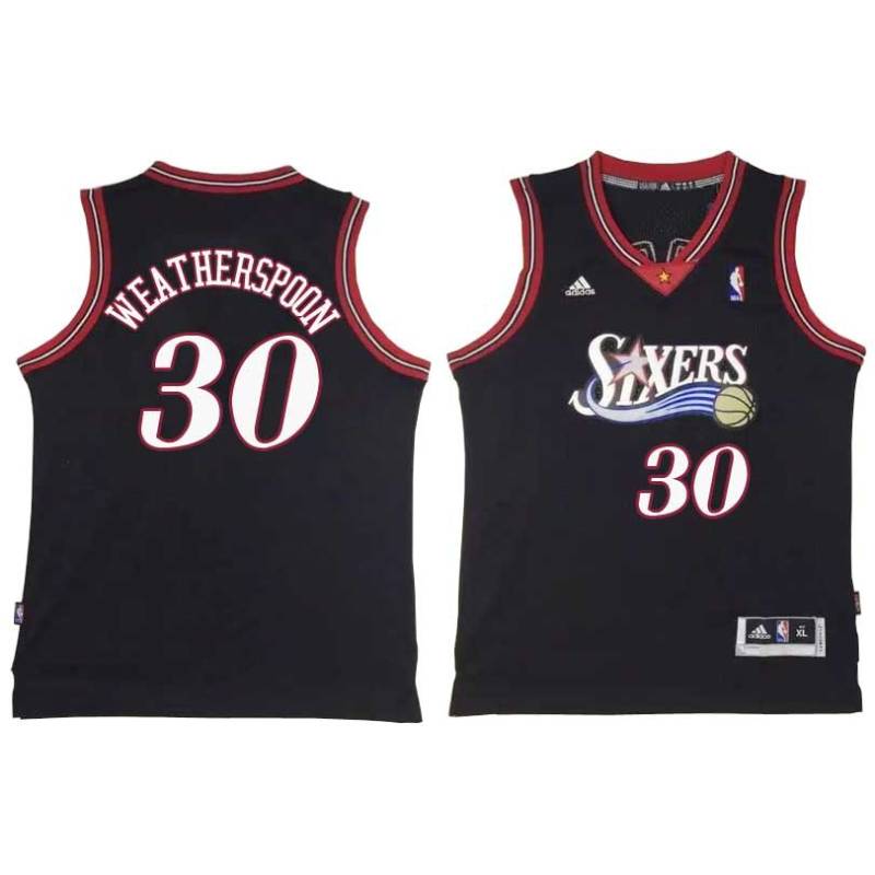 Black Throwback Clarence Weatherspoon Twill Basketball Jersey -76ers #30 Weatherspoon Twill Jerseys, FREE SHIPPING