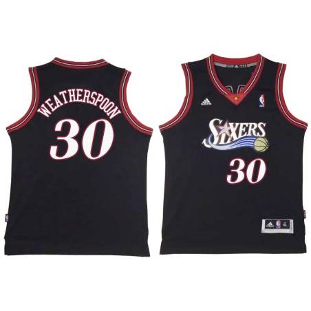 Black Throwback Clarence Weatherspoon Twill Basketball Jersey -76ers #30 Weatherspoon Twill Jerseys, FREE SHIPPING