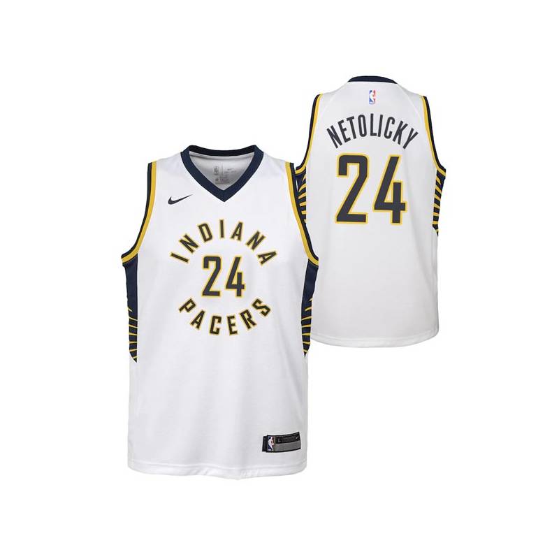 White Bob Netolicky Pacers #24 Twill Basketball Jersey FREE SHIPPING