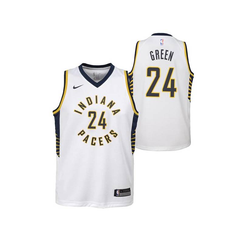 White Steve Green Pacers #24 Twill Basketball Jersey FREE SHIPPING