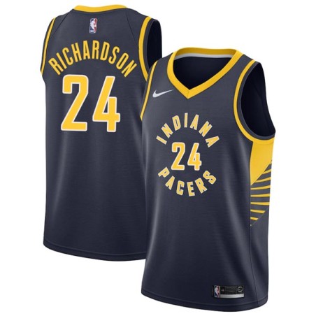 Navy Pooh Richardson Pacers #24 Twill Basketball Jersey FREE SHIPPING